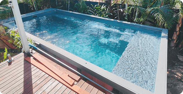 Little Pool Co Play pool beside a deck